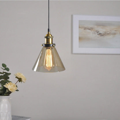 June Industrial Glass Pendant Light Clear/Amber/Smoke Grey