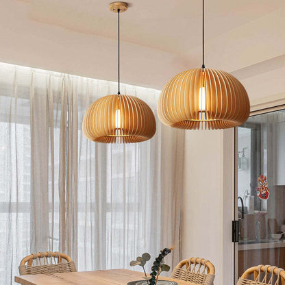 Muto Pumpkin Pendant Light, Wood