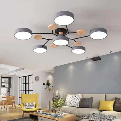 Arisha Ceiling Light, Wood Round for Living Room