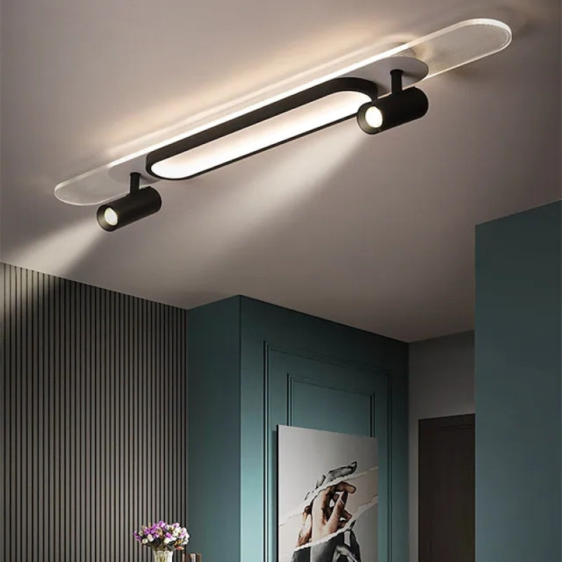 Aim Moderne rechteckige LED-Deckenleuchte aus Metall, Schwarz/Weiß