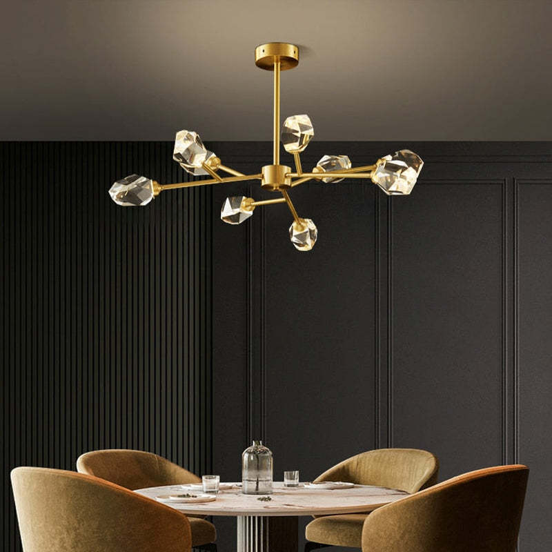 Kristy Luxuriöser Kristall-Kronleuchter für Wohnzimmer, golden