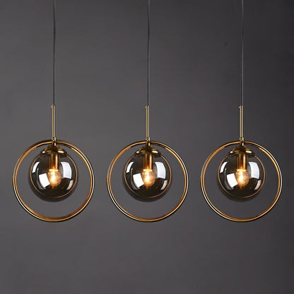 Zoey Glass Pendant Light with a Metal Ring