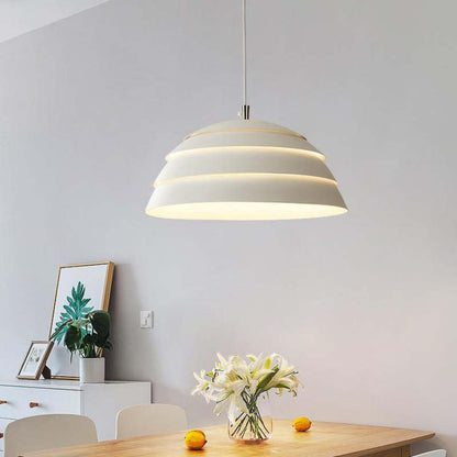 Arisha Design Semi-Globe Metal Pendant Light, Black/White