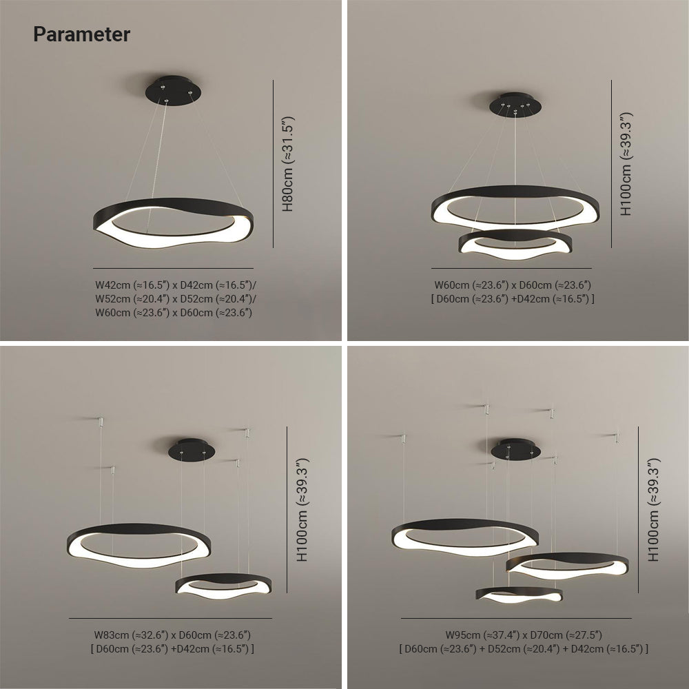 Arisha Pendant Light Rond Modern,  Black/White, Dining Room