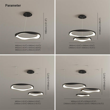 Arisha Pendant Light Rond Modern,  Black/White, Dining Room