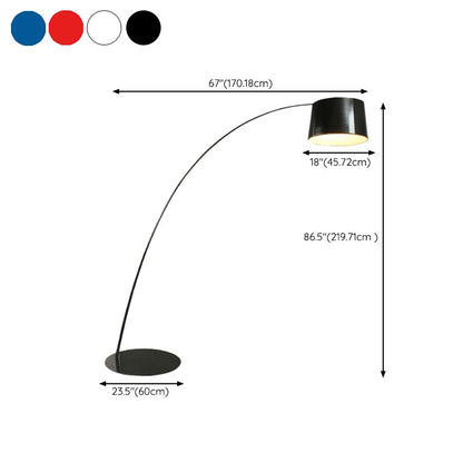 Eryn Floor Lamp Cool Modern, Metal Arc, Black/White/Red/Blue, Bedroom