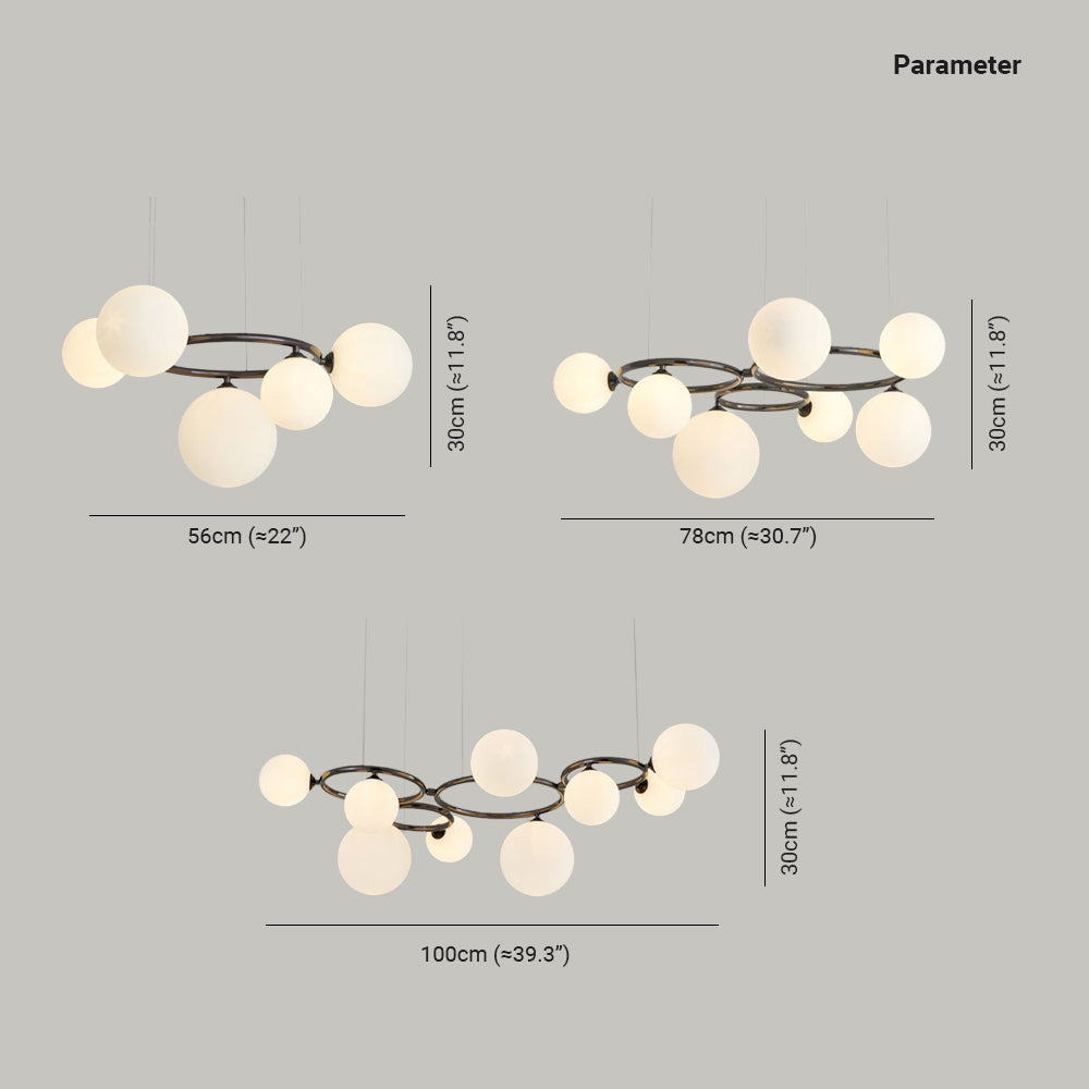 Suspension Valentina Modern Design Wave en métal et verre, blanc/or