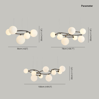 Suspension Valentina Modern Design Wave en métal et verre, blanc/or