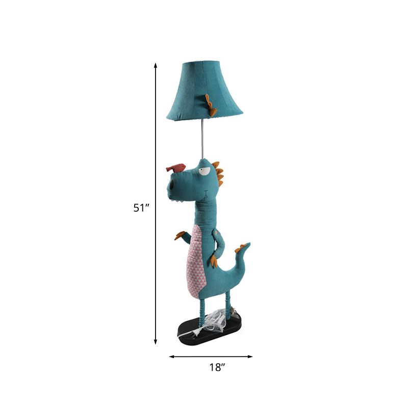 Minori Moderne Dinosaurier-Stehlampe aus Metall/Stoff