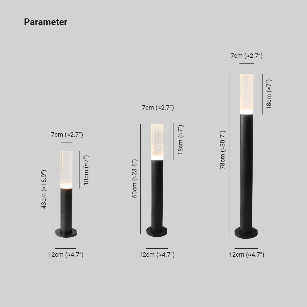 Lampe de chemin d'extérieur cylindrique en métal Ray, noir