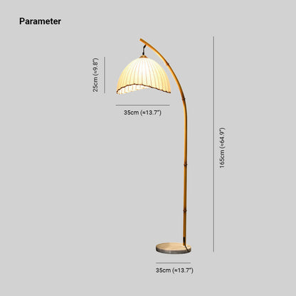 Muto Vintage Bamboo Shape Metal/Fabric Floor Lamp, White