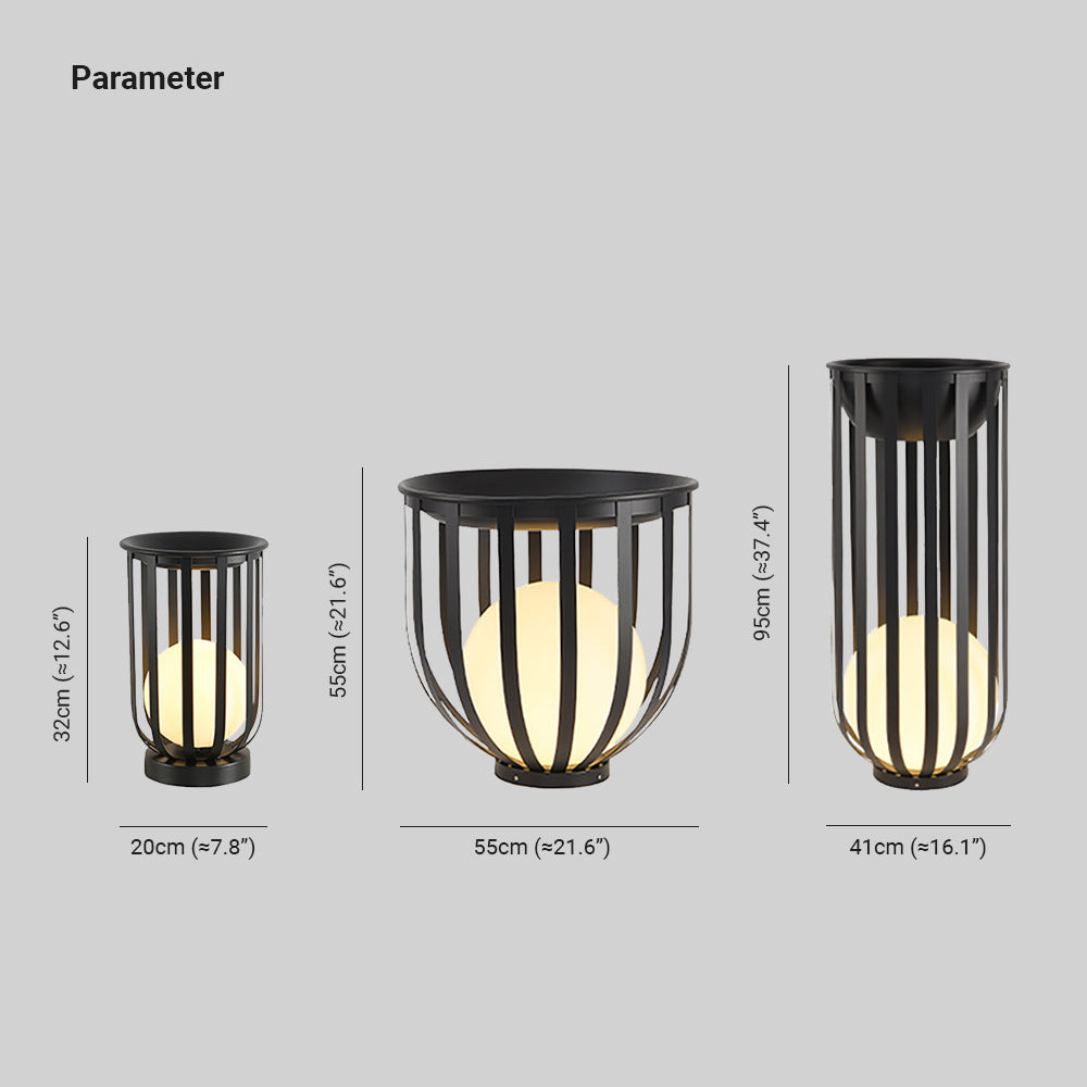 Ray Modern Globe Solar-/wiederaufladbare Stehleuchte für den Außenbereich, Schwarz