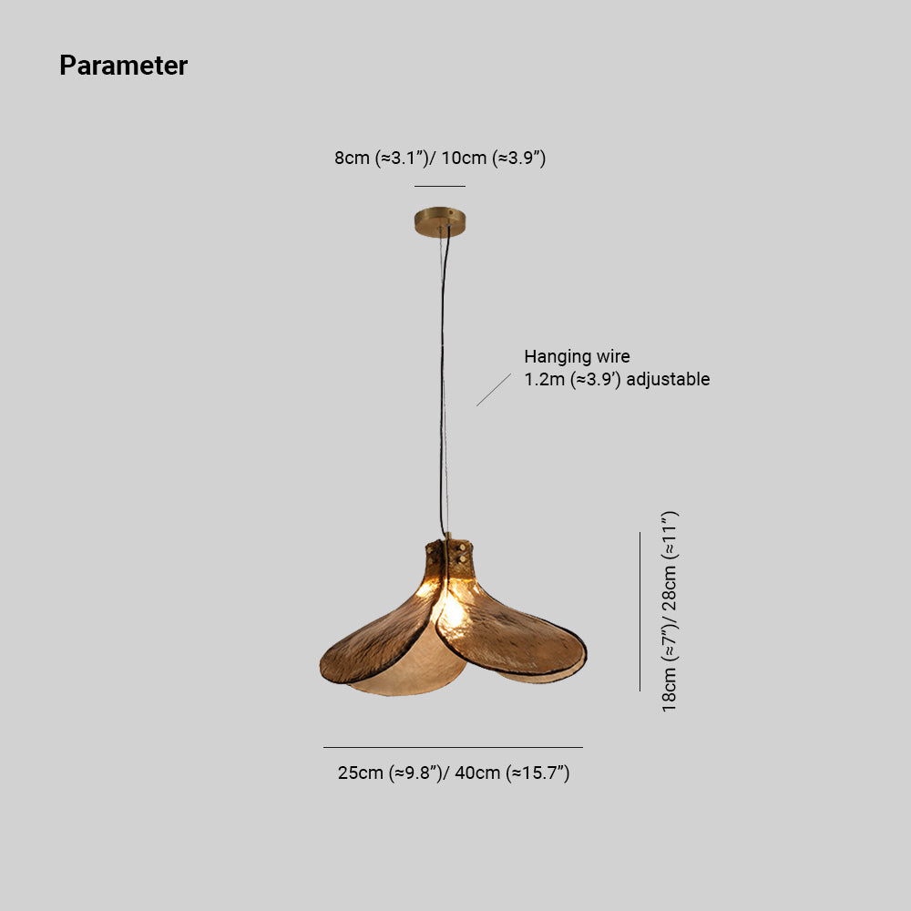 Lampe à suspension rétro en verre faite à la main Arisha, fleur à quatre feuilles