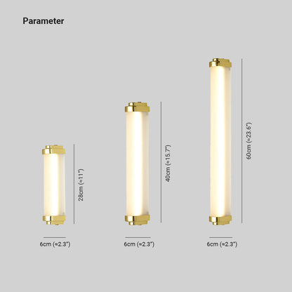 Ray Minimalist Cylindrical Metal Outdoor Wall Lamp, Black/Gold/Silver