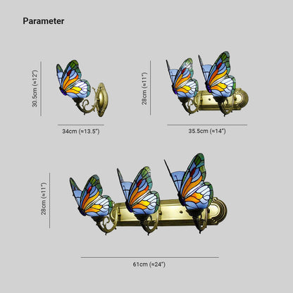 Arisha Artistic Butterfly Metal/Glass Lamps Wall, Red/Blue/Multi-Color/Light Blue