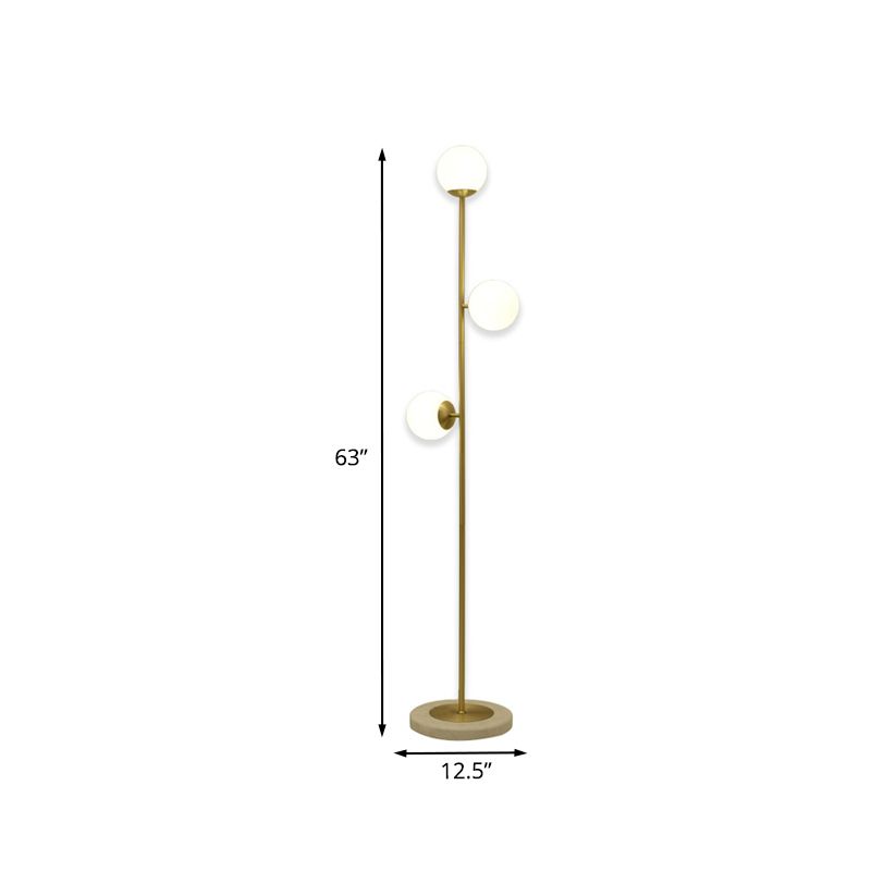 Valentina Modern Globe Lampadaire en laiton/verre, 3 têtes