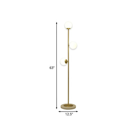 Valentina Modern Globe Lampadaire en laiton/verre, 3 têtes