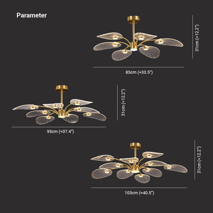 Arisha Art Deco Leaf Metal/ Chandelier, Gold