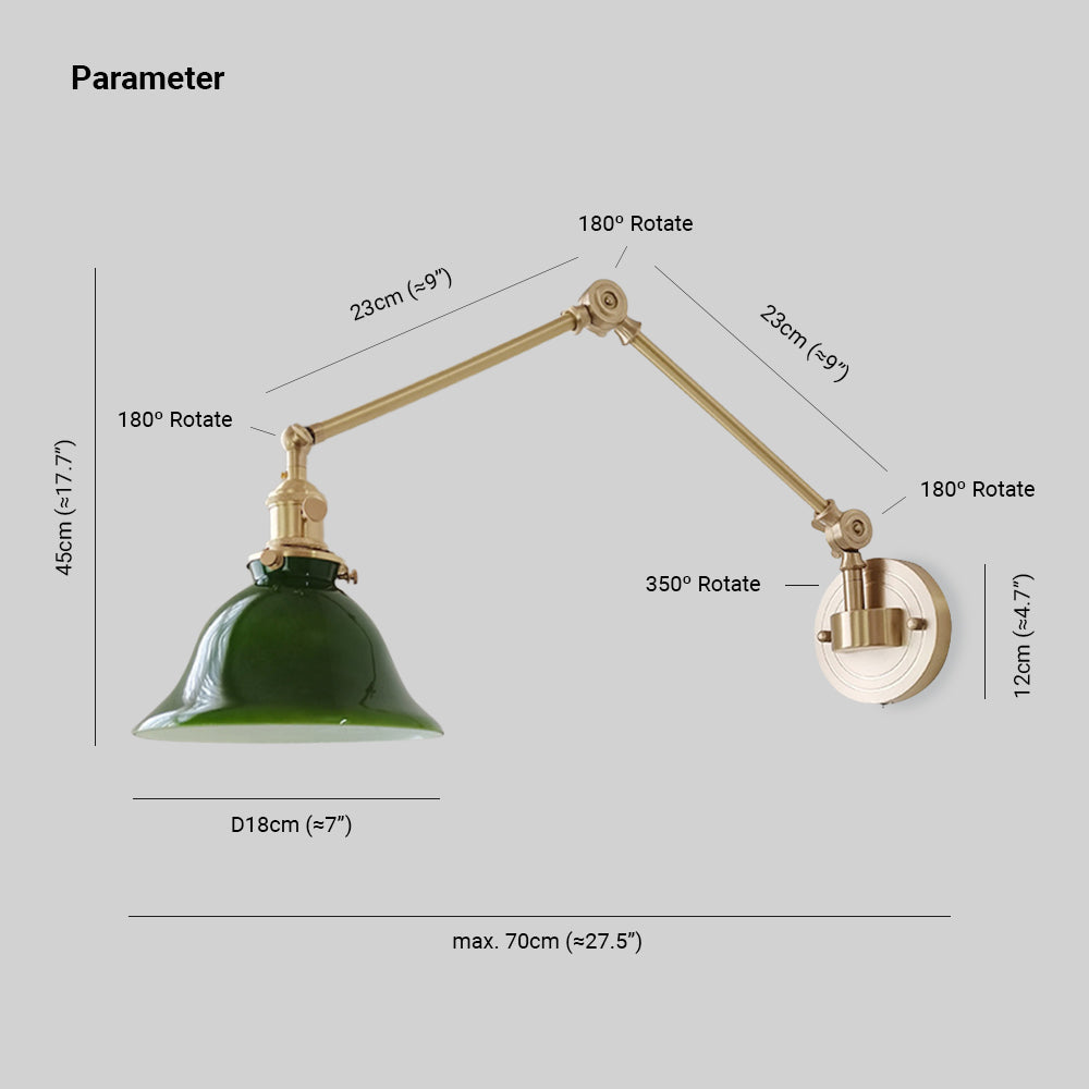 Tiffany Vintage Foldable  Wall Lamp, Green/White