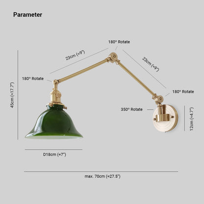 Tiffany Vintage Foldable  Wall Lamp, Green/White