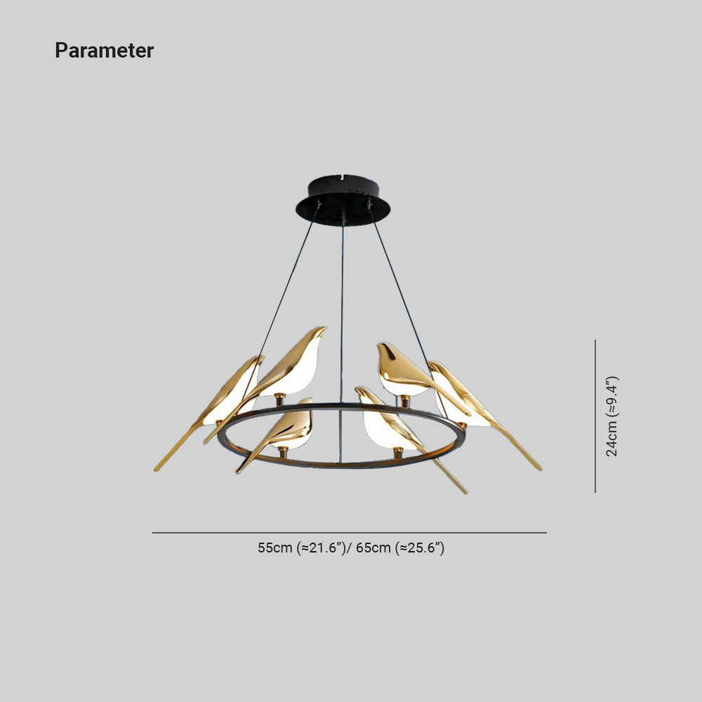Arisha moderne Vogel-Pendelleuchte, Gold und Schwarz, 2 Stile