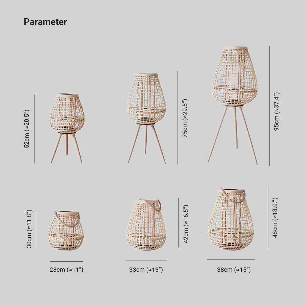 Ritta Stehlampe, Holz und Rattan