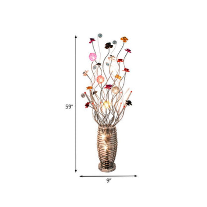 Bella Art Deco Flower Vase Silver Metal Floor Lamp
