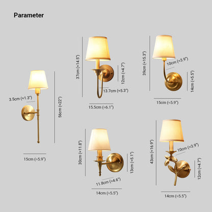 Tiffany Vintage Rustic Lantern Fabric LED Wall Lamp, Gold