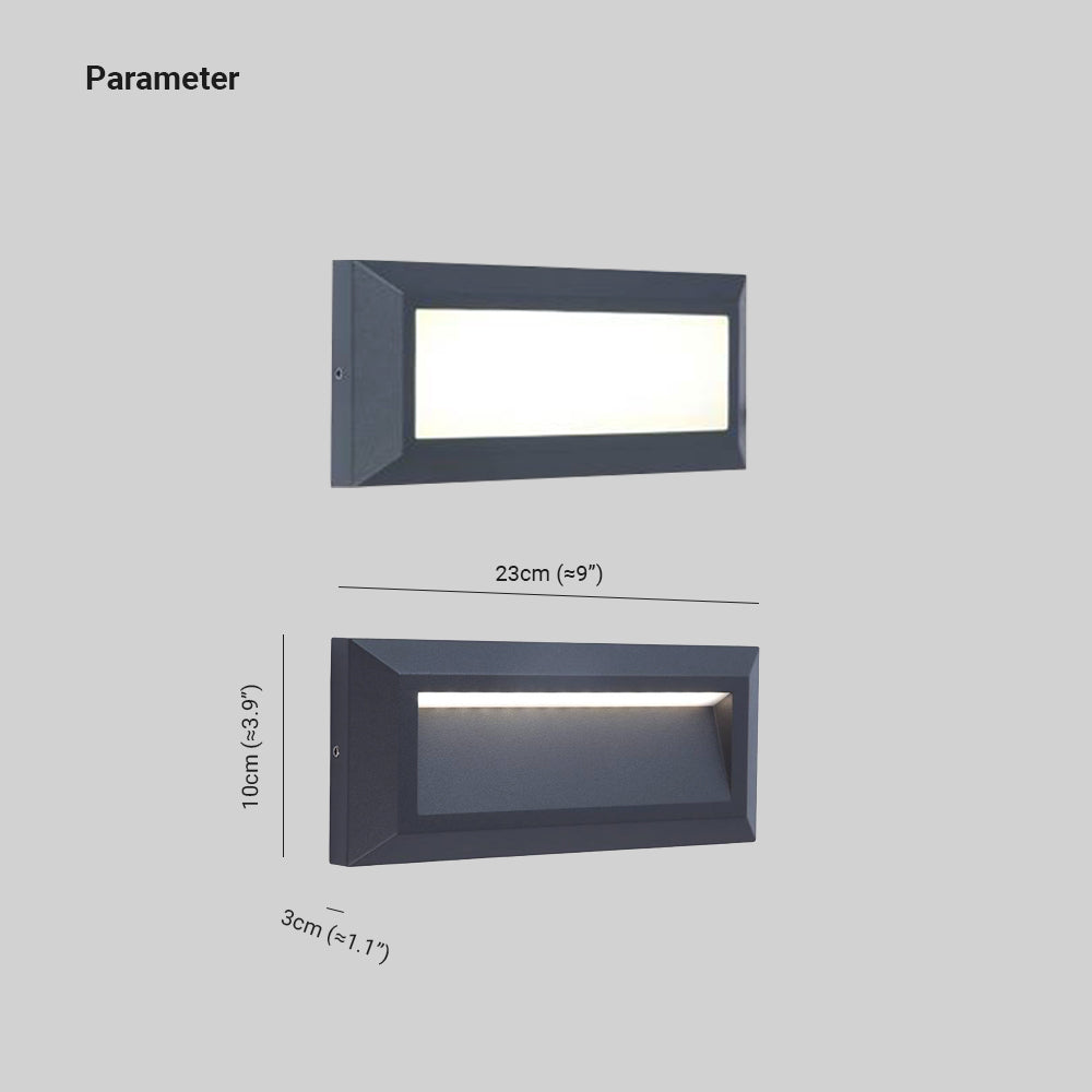 Lampe de terrasse/marche extérieure rectangulaire en métal moderne Ray, noir