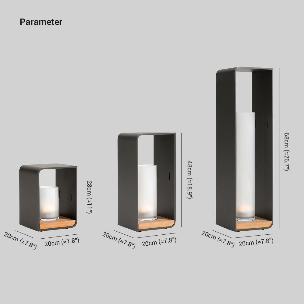 Ray Minimalistische Cuboid Candle Solar-Außenstehleuchte Schwarz