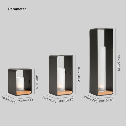 Ray Minimalistische Cuboid Candle Solar-Außenstehleuchte Schwarz