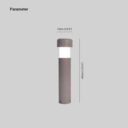 Ray Modern Metal Cylindrical Outdoor Path Light, Grey