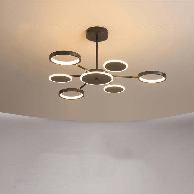 Arisha Modern Led Chandelier, Geometric, Black Dimmable