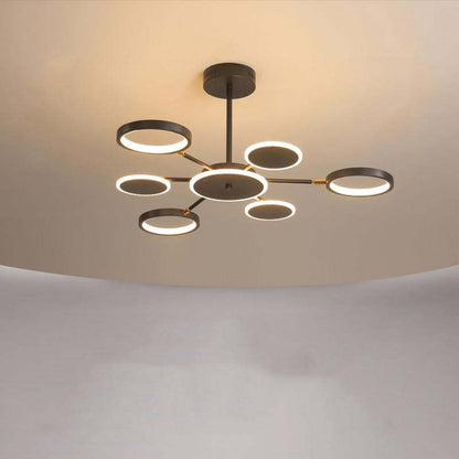 Arisha Modern Led Chandelier, Geometric, Black Dimmable