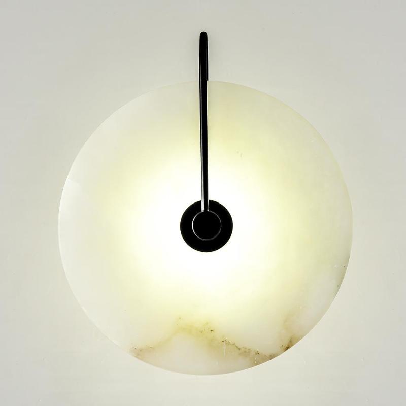 Arisha Round Bedside Wall Light, Artificial Marble, Gold & Black