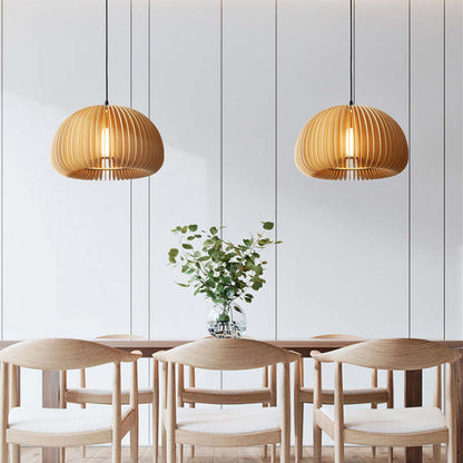 Muto Pumpkin Pendant Light, Wood