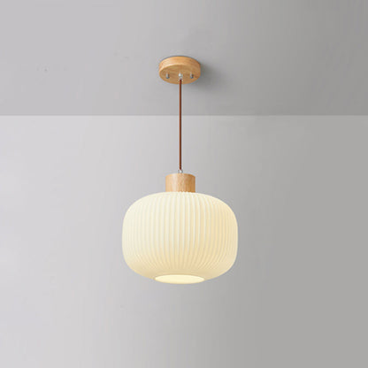 Muto Modern Wood/Glass Pendant Light, White