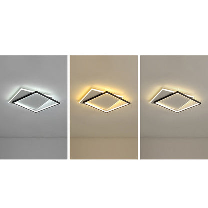 Arisha Modern Square/ Round Flush Mount Ceiling Light, Black with White