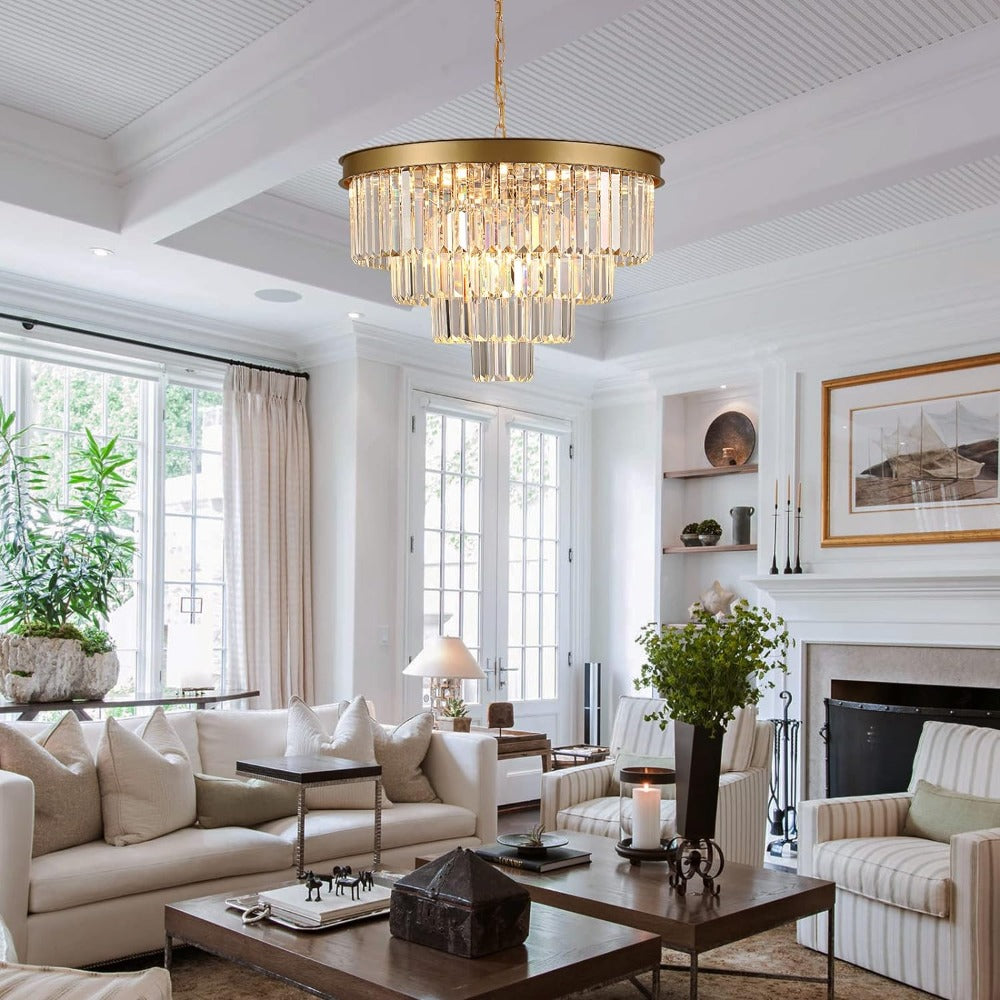 Arisha moderne LED decoratieve luxe hanglamp kristal metaal zwart/gouden ring slaapkamer/woonkamer