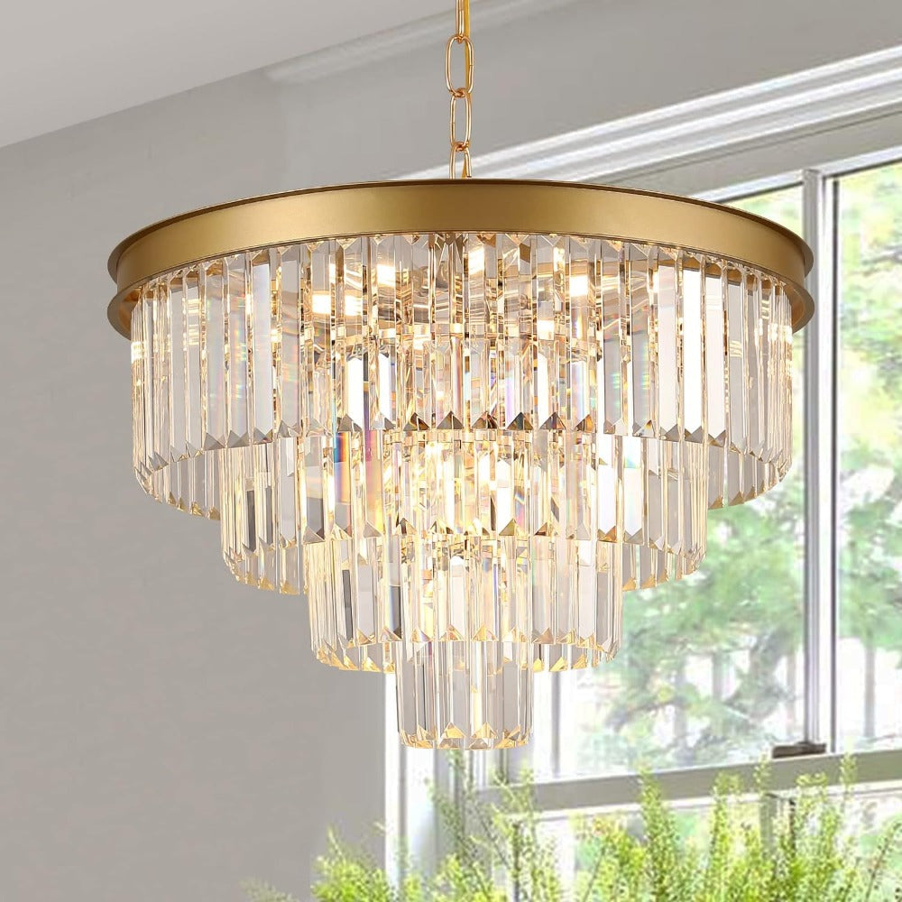 Arisha moderne LED decoratieve luxe hanglamp kristal metaal zwart/gouden ring slaapkamer/woonkamer