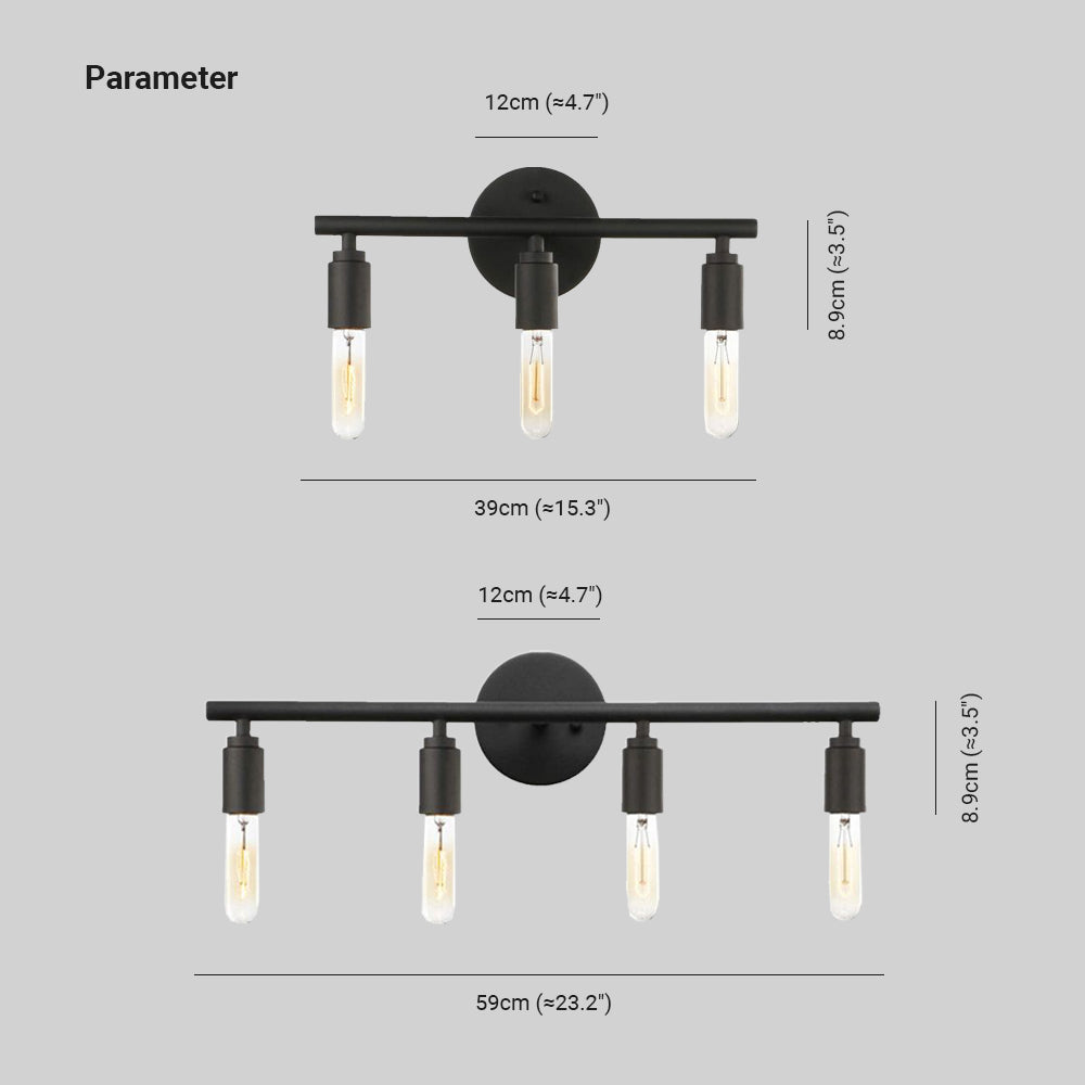 Silva Moderne Glas-Waschtisch-Wandleuchte, Schwarz, Badezimmer, 3/4 Licht
