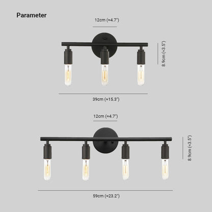 Silva Moderne Glas-Waschtisch-Wandleuchte, Schwarz, Badezimmer, 3/4 Licht
