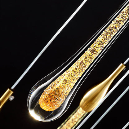 Lustre Valentina Goutte d'Eau Moderne en Cristal, Or
