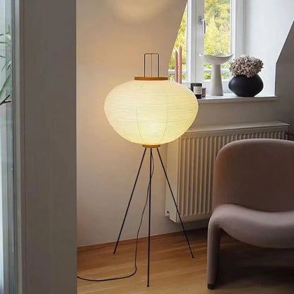 Renée Minimalist Tripod Lantern Paper Floor Lamp, White