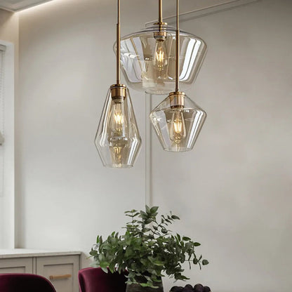 June Pendant Light Glass, Clear/Amber Diamond shape