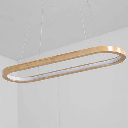 Veon Contemporary Oval Wooden Pendant Light