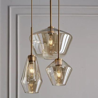 June Pendant Light Glass, Clear/Amber Diamond shape