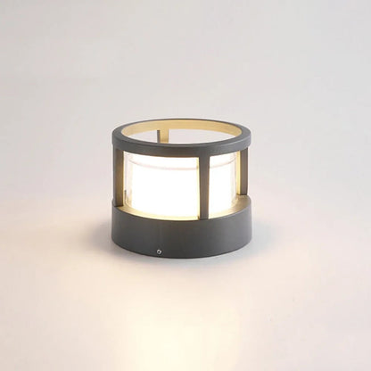 Zyra Modern Metal Cylindrical Outdoor Bollard Light, Black