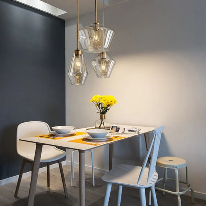 June Pendant Light Glass, Clear/Amber Diamond shape