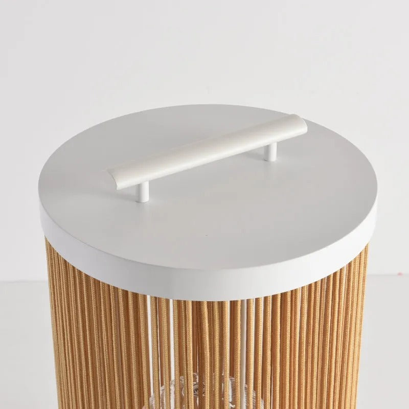 Lampadaire Ray Retro en métal/rotin, câblé/solaire/LED, extérieur